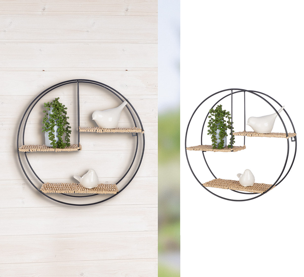 Lima Ronde Wandplank Zwart 3 Niveaus