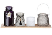 Glazen Decoratieset Grijs Paars