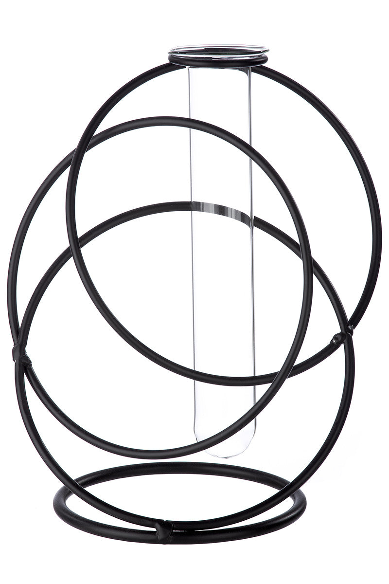 Zwarte Metalen Vaas Circle 18 cm