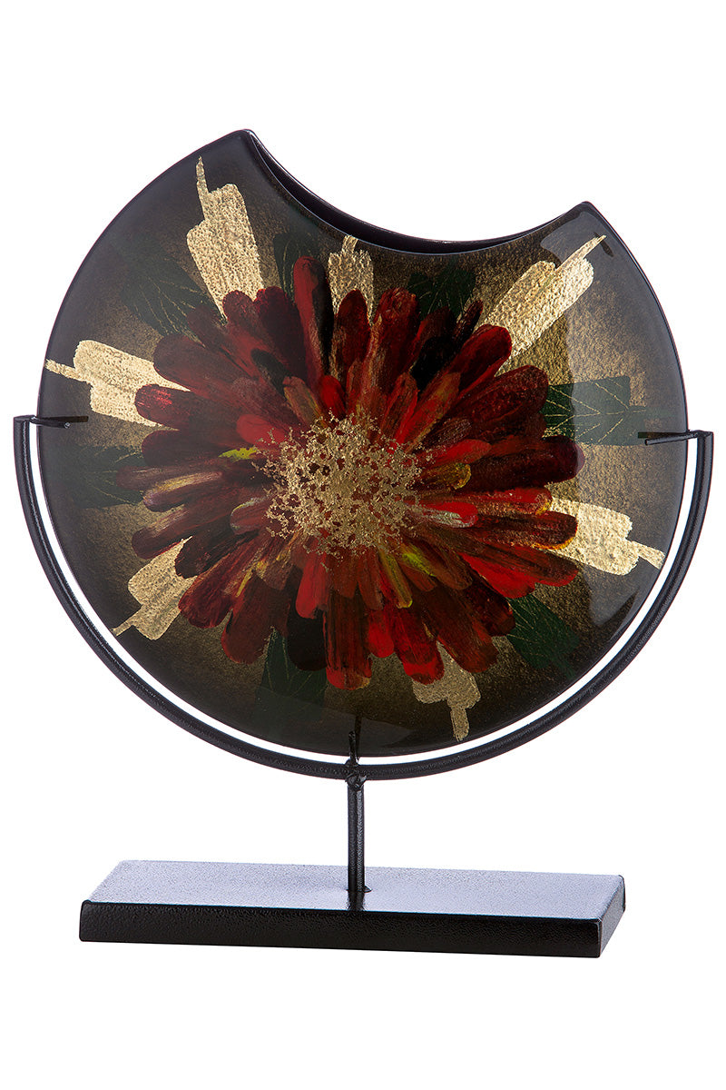 Doré glazen vaas met bloemen 37 cm