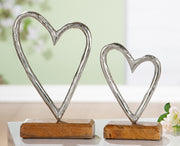 Zilveren Hart Decoratie Hout Metaal