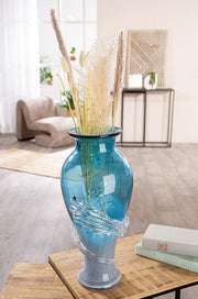 Blauwe vloervaas Wave 50 cm