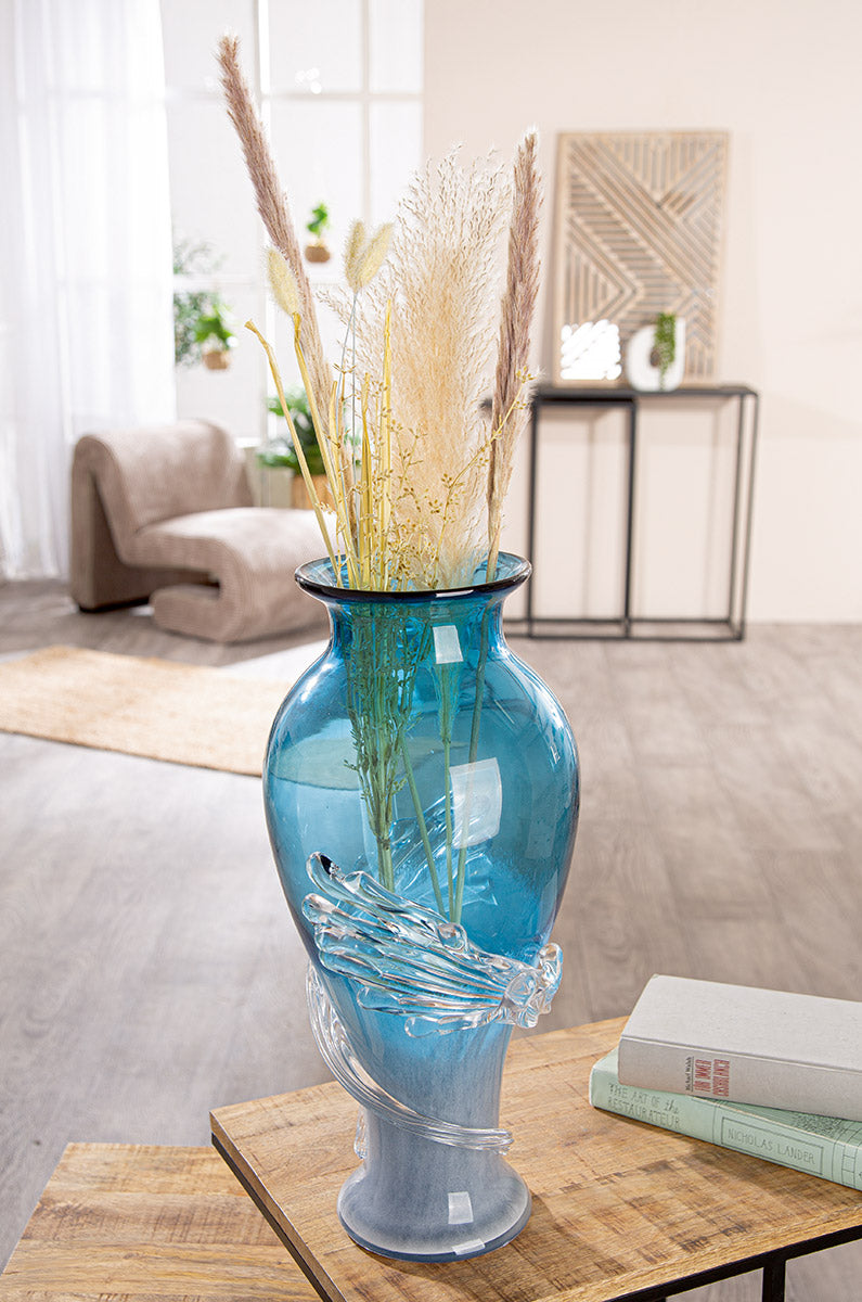 Blauwe vloervaas Wave 50 cm