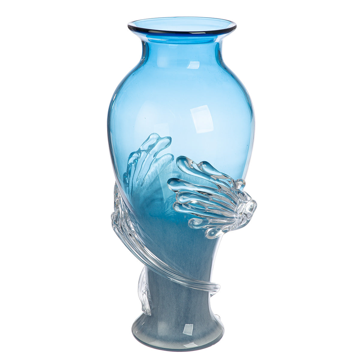 Blauwe vloervaas Wave 50 cm