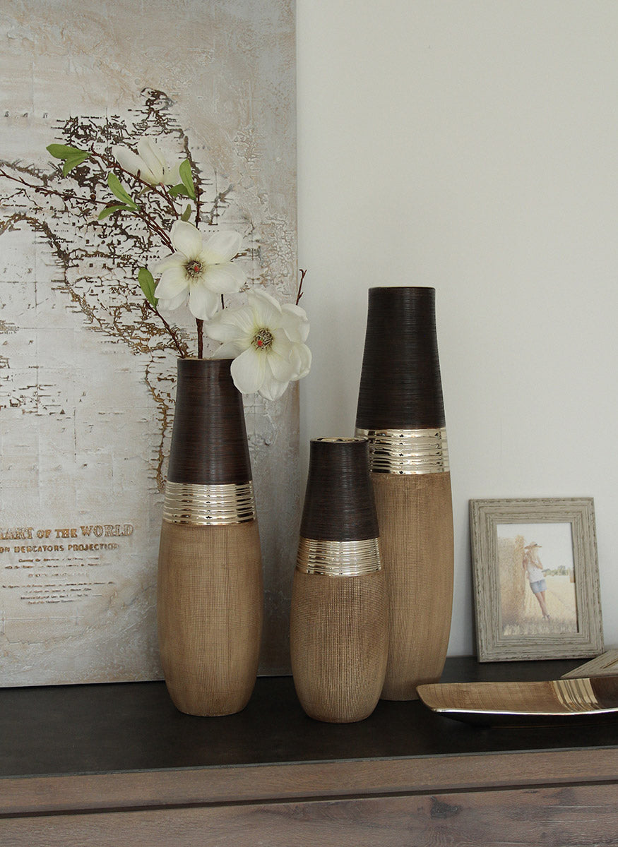 Bradora Vaas Beige Bruin Keramiek