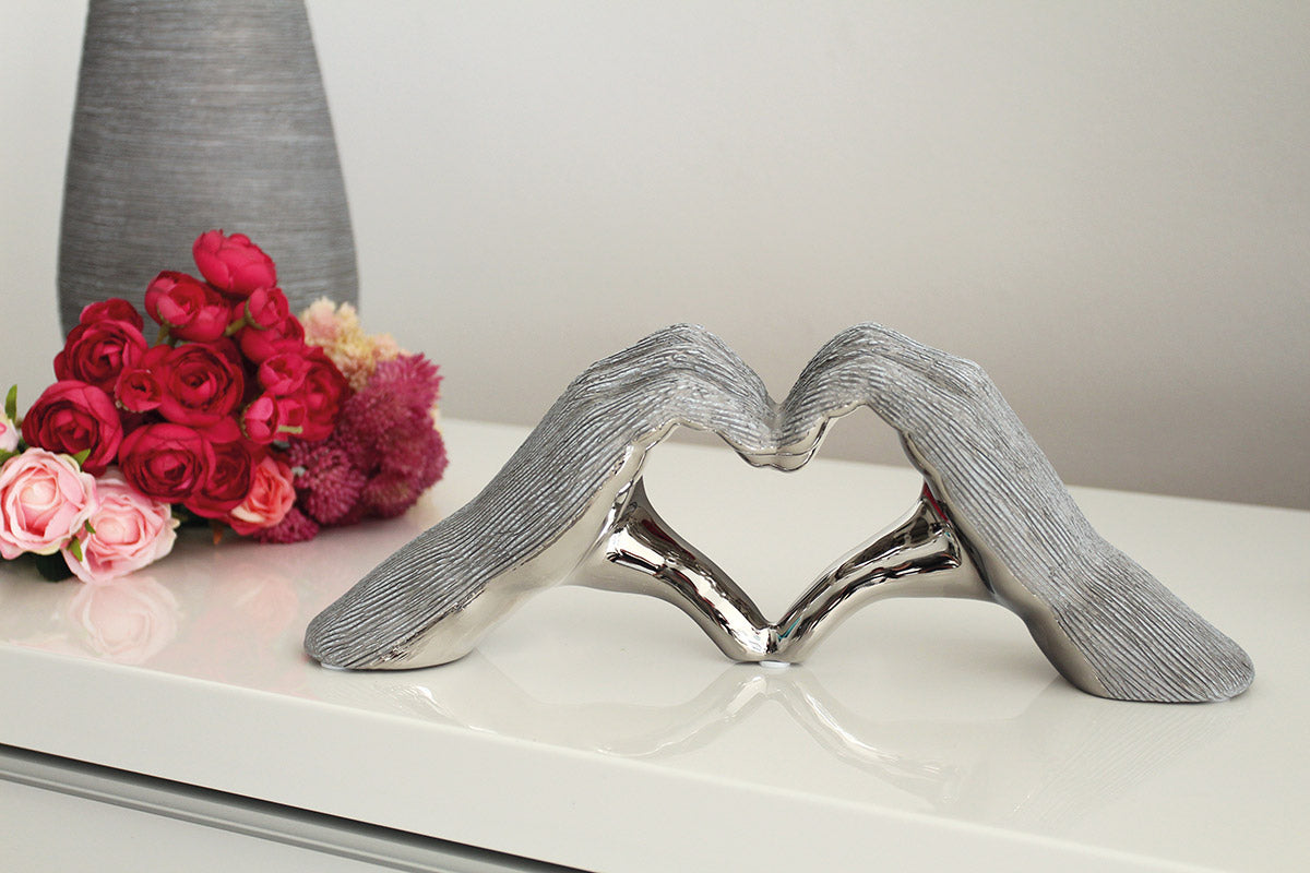 Keramisch Hart Decoratie Grijs Zilver
