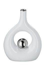 Tonda Vaas Wit-Zilver 22 cm