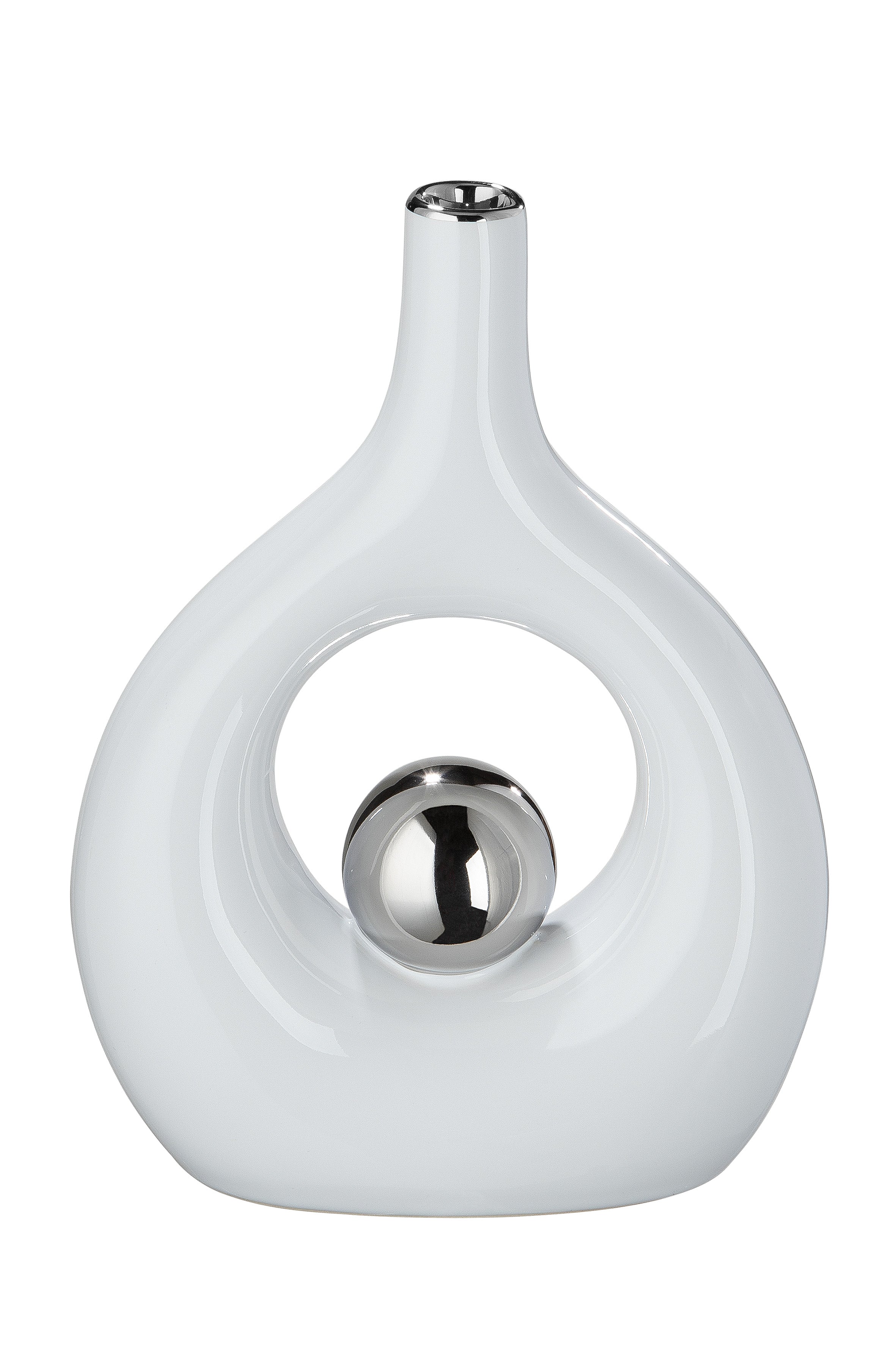 Tonda Vaas Wit-Zilver 22 cm