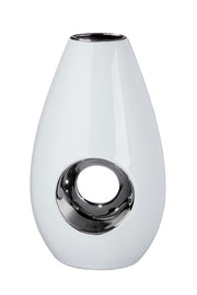 Tonda Vaas Wit-Zilver 24.5 cm