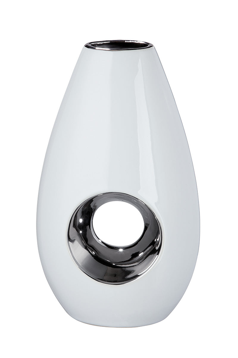 Tonda Vaas Wit-Zilver 24.5 cm