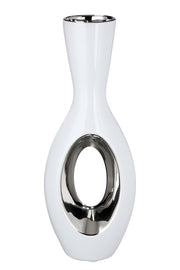 Tonda Flesvaas Wit-Zilver 30 cm