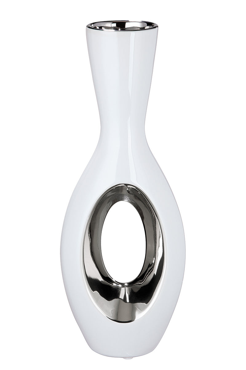 Tonda Flesvaas Wit-Zilver 30 cm