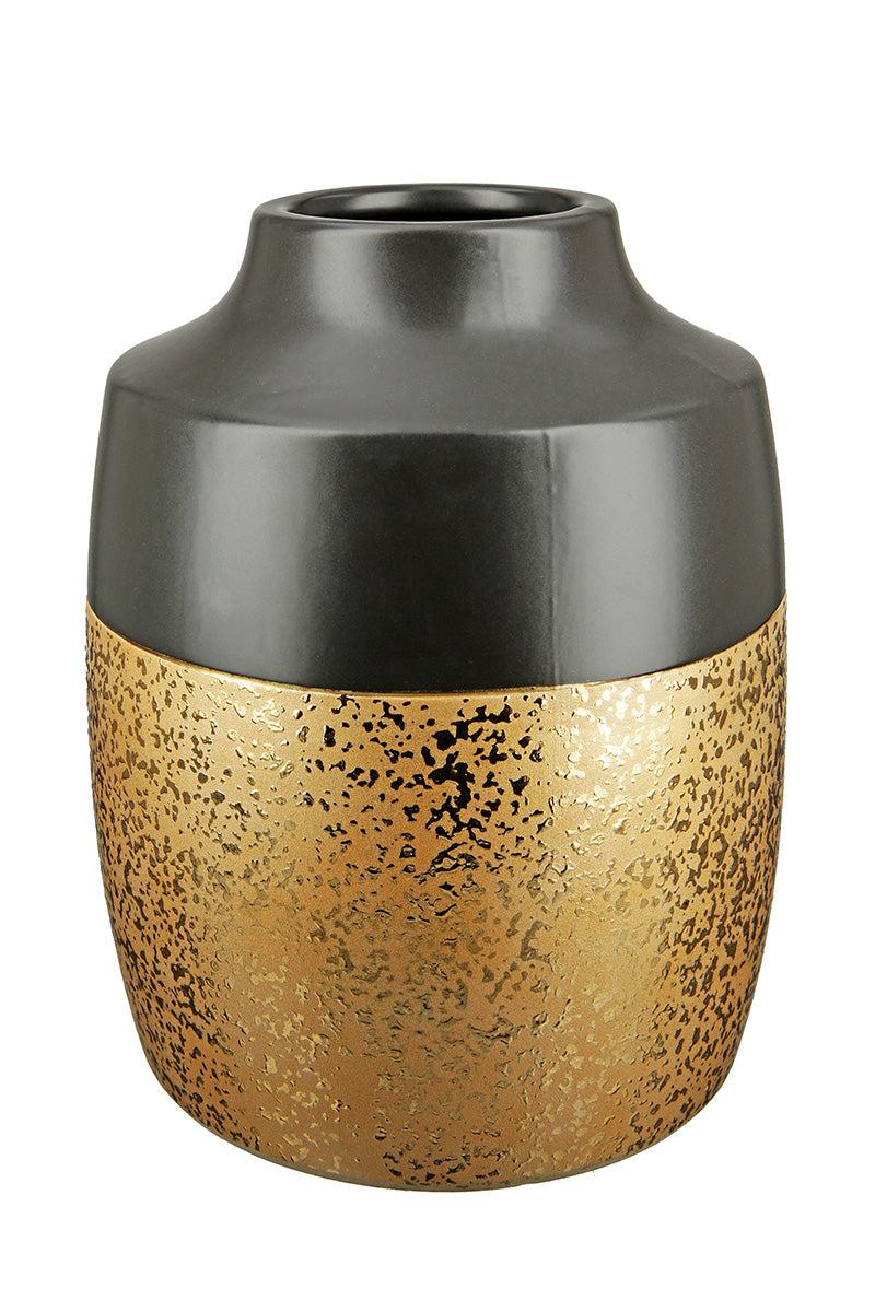 Vaas Tomar zwart goud keramiek 21 cm