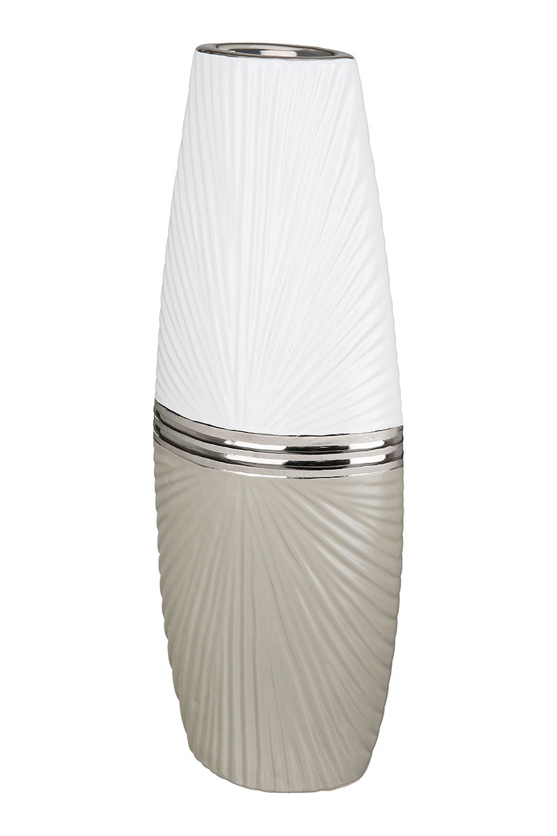 Bardolino Ovale Vaas Grijs-Wit 43 cm