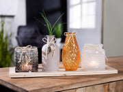 Glazen Decoratieset Grijs Oranje