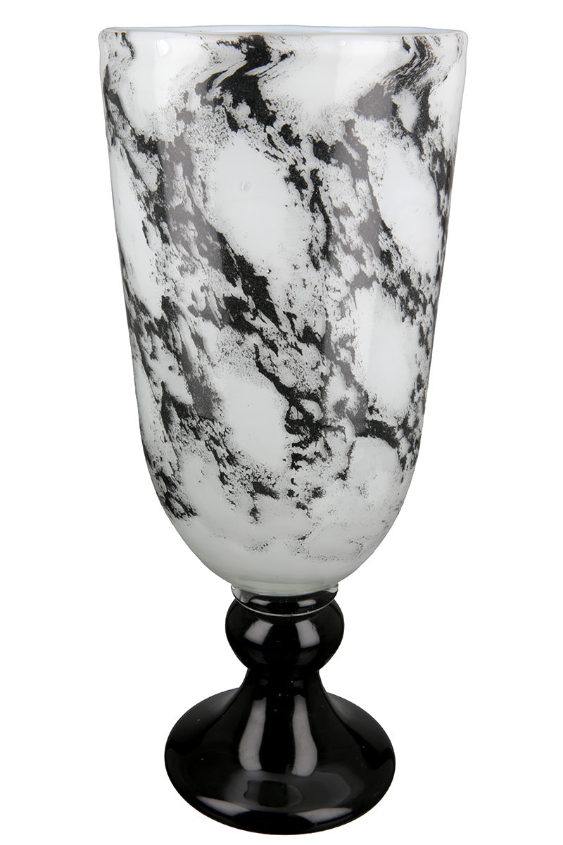Trophy zwart-witte glazen vaas 31 cm