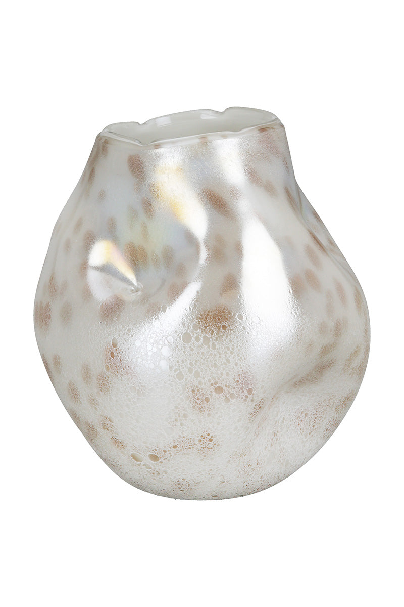 Crèmekleurige bolvaas Crumple 21 cm