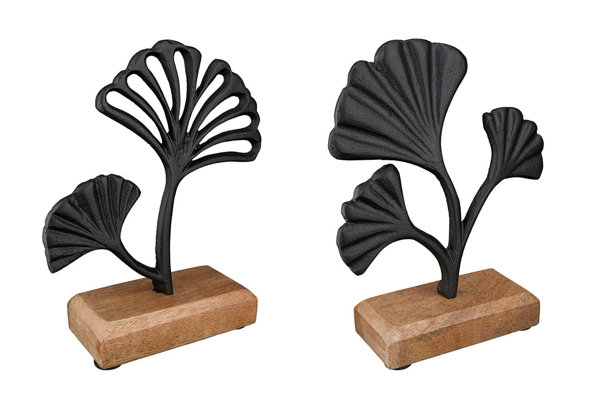 Staand Ginkgo Reliëf Zwart 16.5 cm