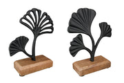 Staand Ginkgo Reliëf Zwart 16.5 cm