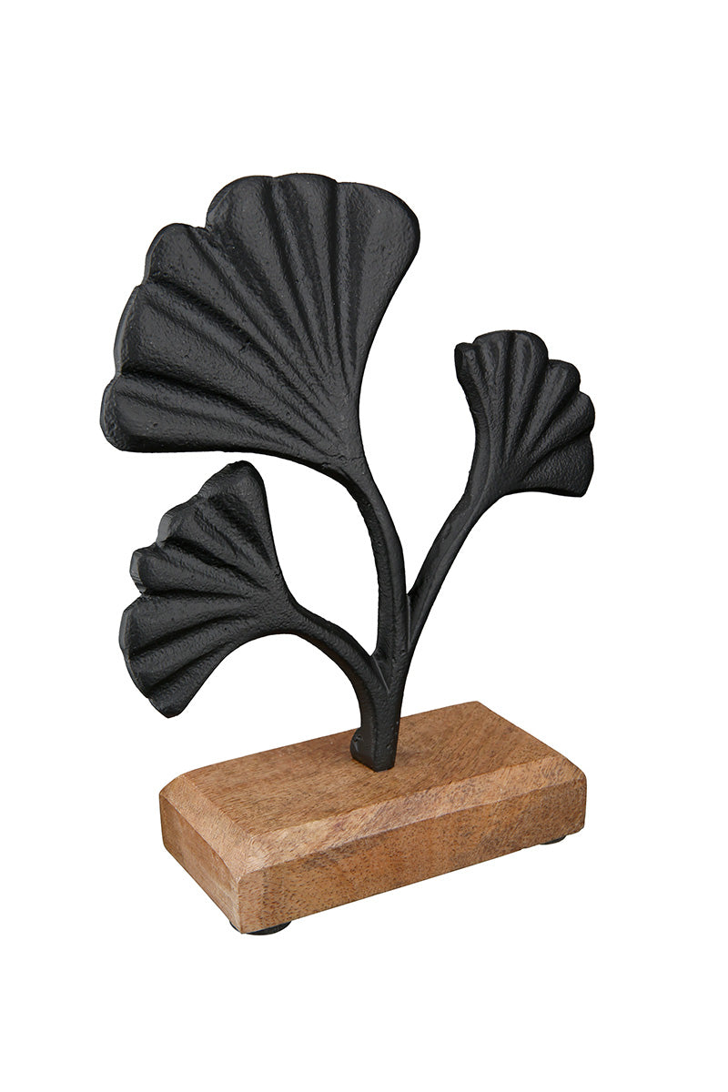 Staand Ginkgo Reliëf Zwart 16.5 cm