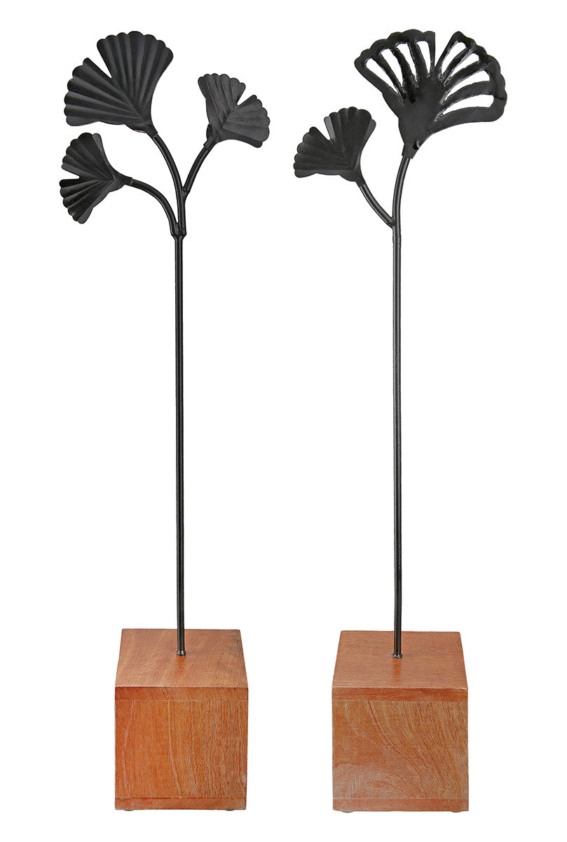 Staand Ginkgo Reliëf Zwart 71 cm
