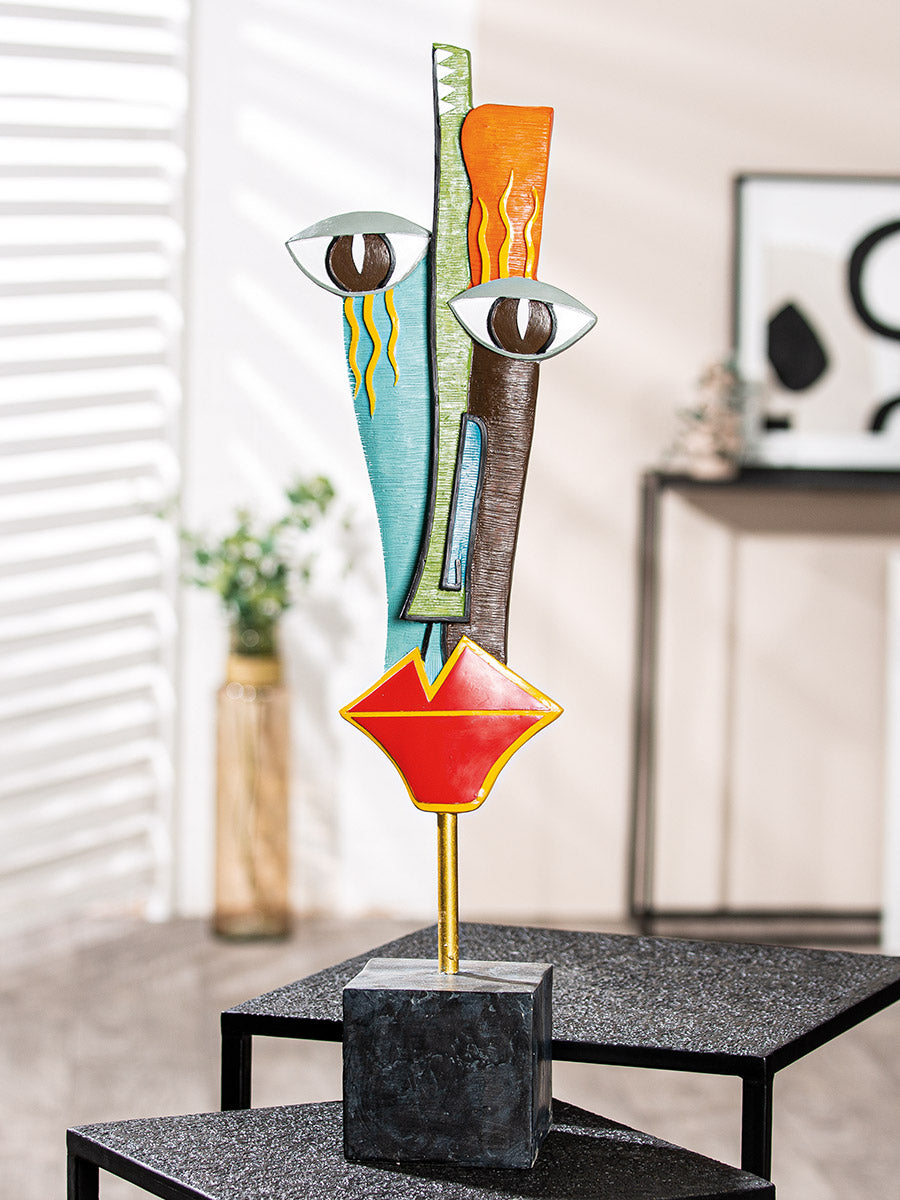 Delaunay Gezicht Sculptuur Multikleur
