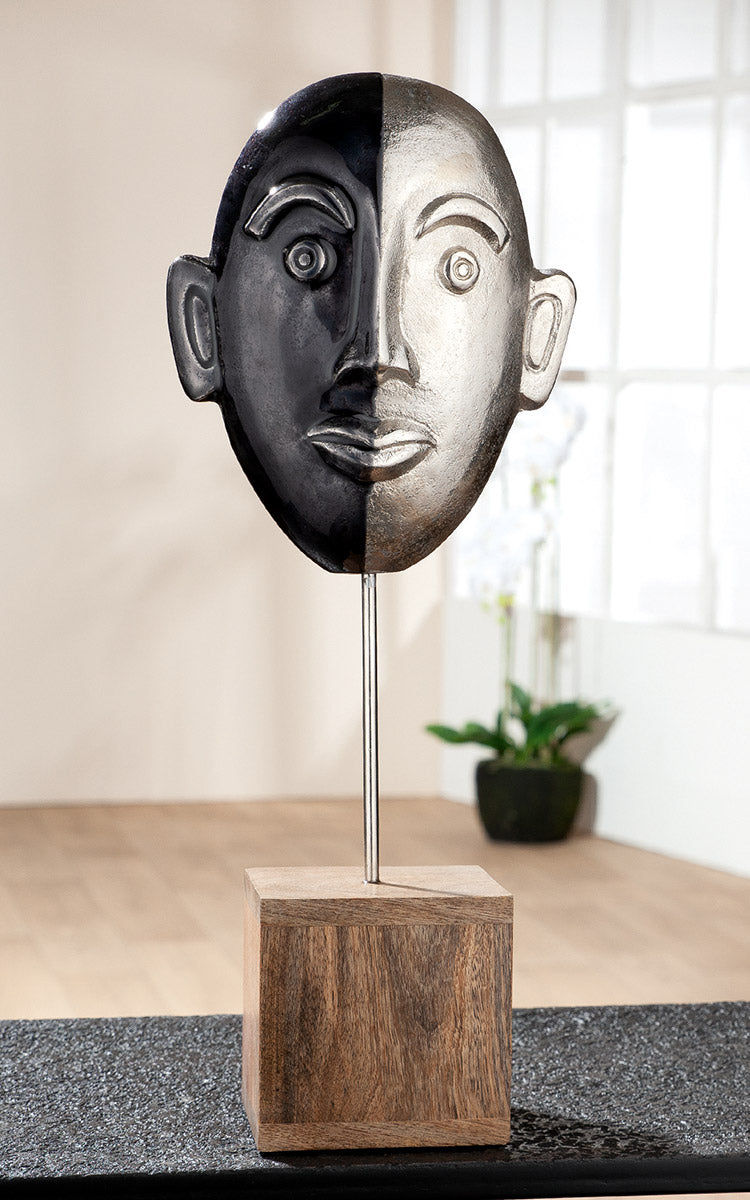 Yuma Gezicht Sculptuur Zwart Zilver