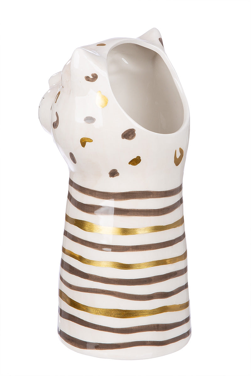 Lois Luipaardvaas Beige-Wit 22 cm