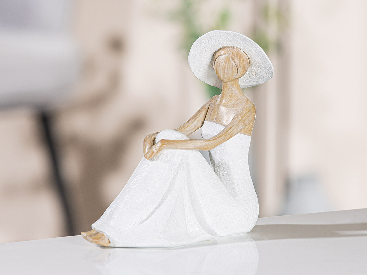 Elegant Vrouw Figuur Wit Houtlook