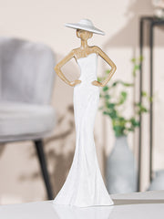 Elegant Vrouw Figuur Wit Houtlook
