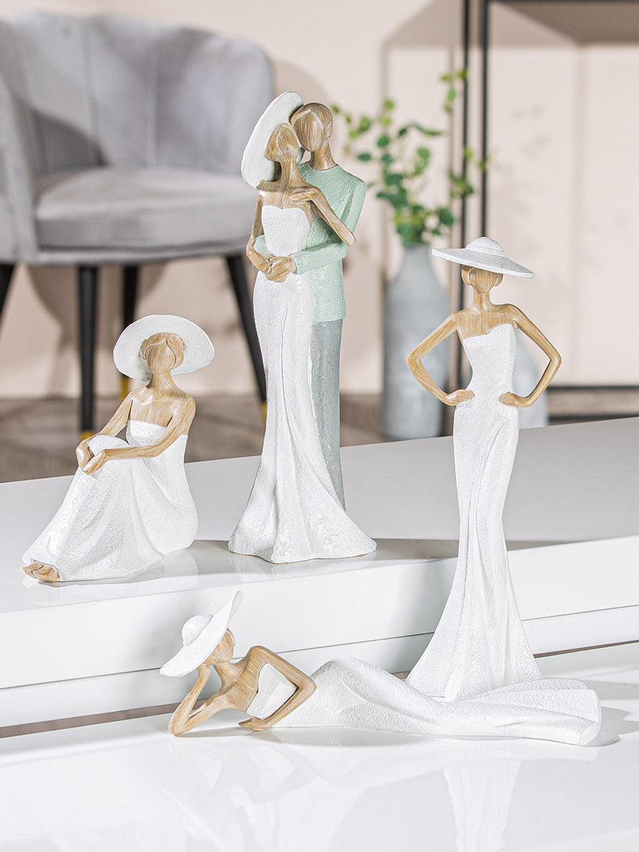 Elegant Paar Vrouw Figuur Wit