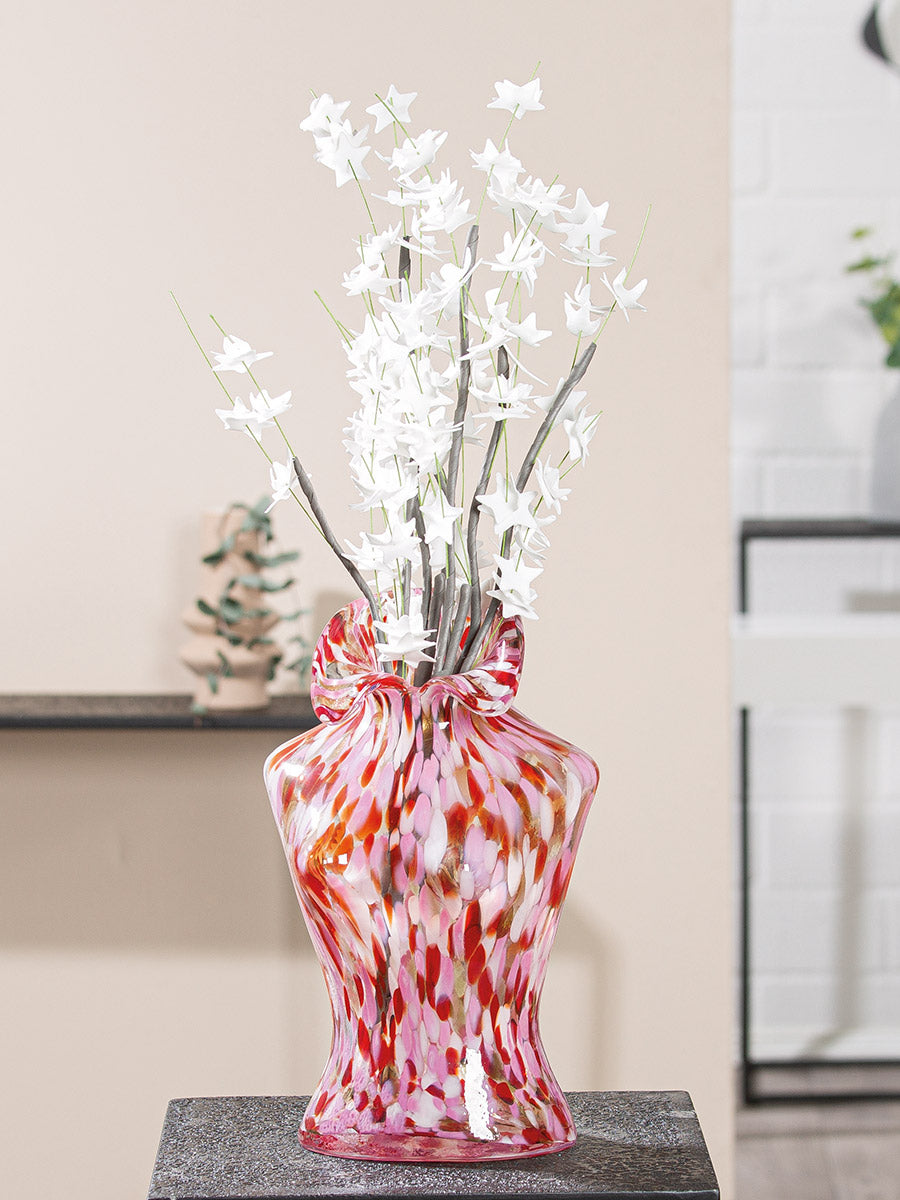 Roze glazen vaas Corinna 30 cm