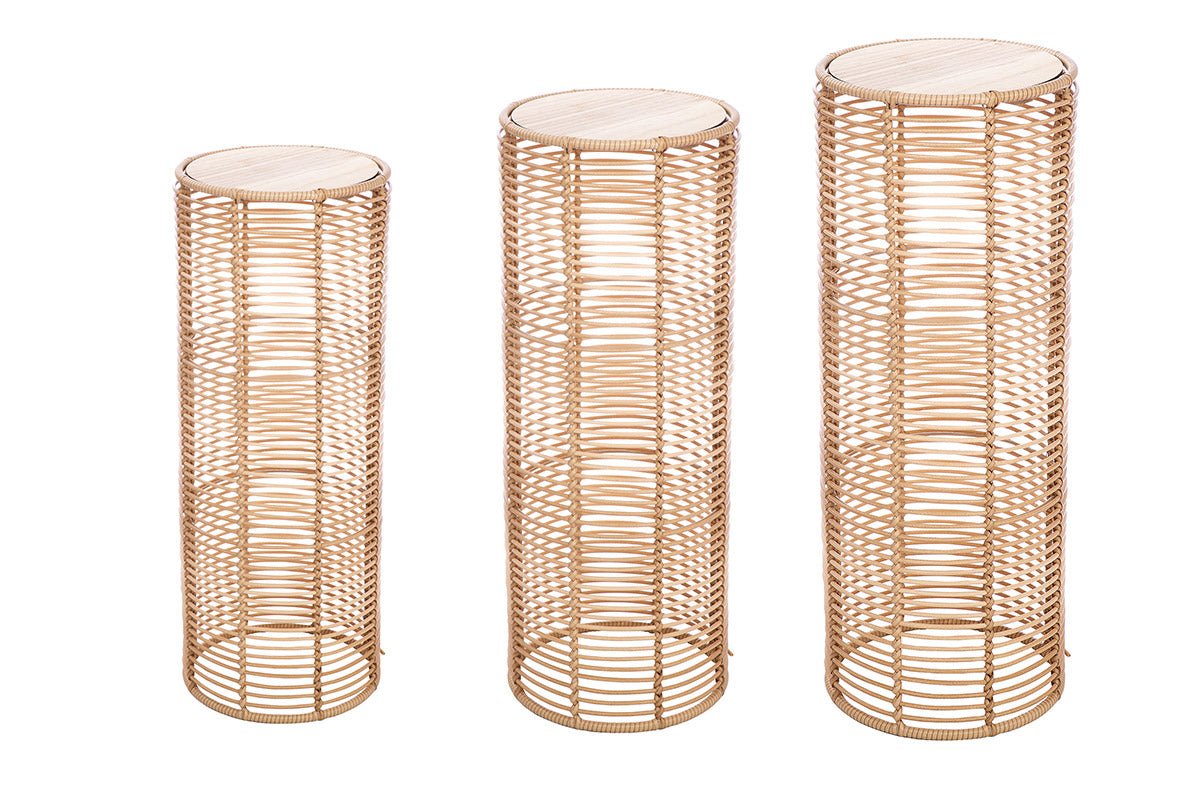Rotin rotan pilaar set van 3
