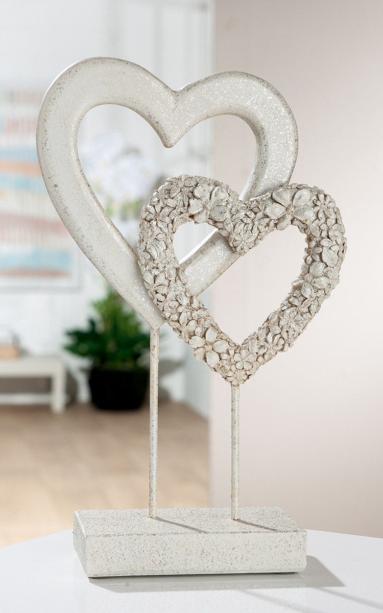 Flower Heart Hart Reliëf Wit