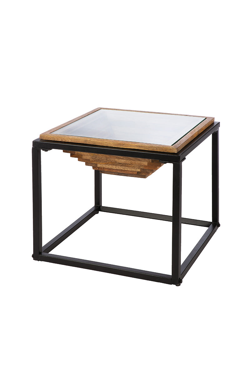 Moorea Vierkante Bijzettafel Zwart