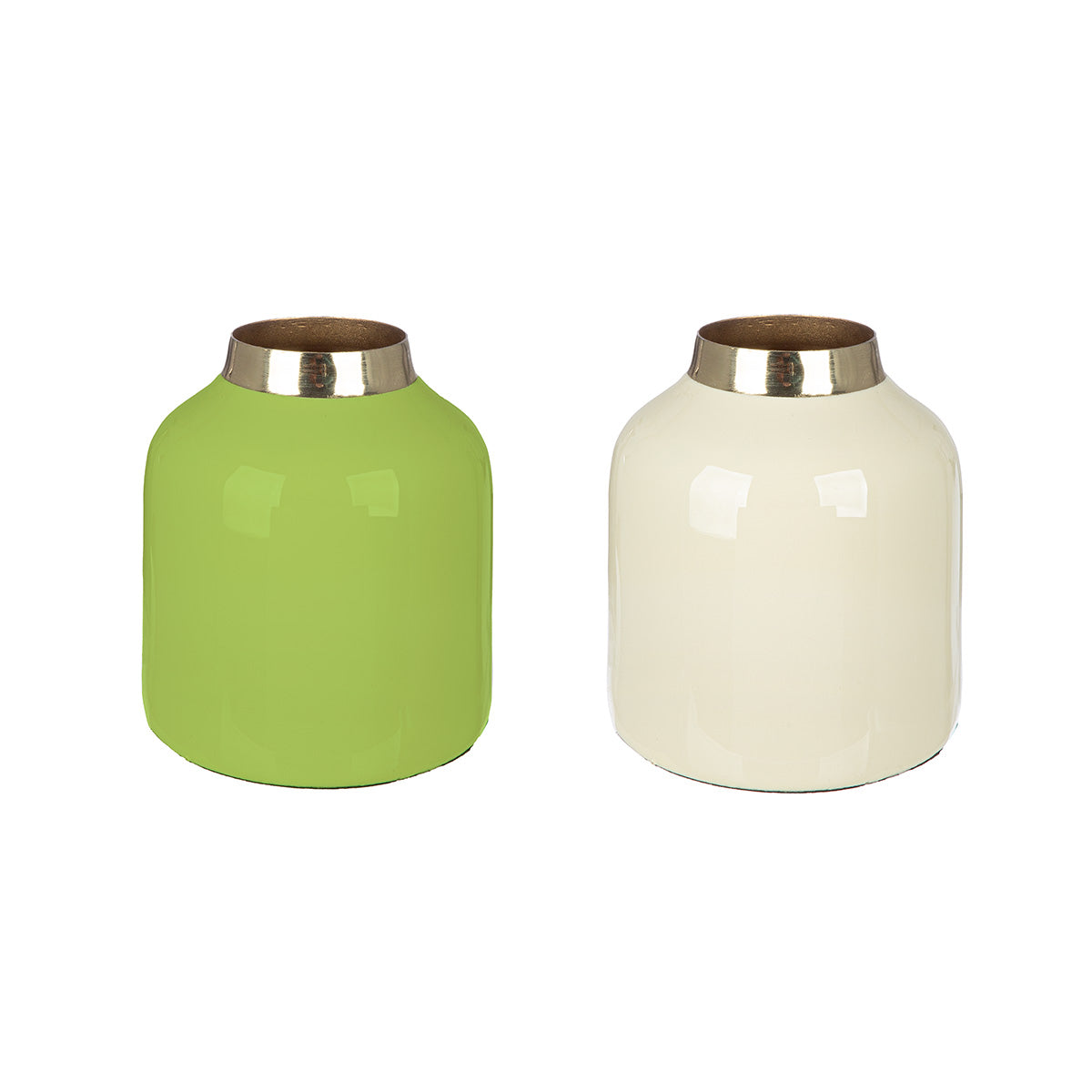 Roro Metalen Vaas Crème-Groen 10 cm