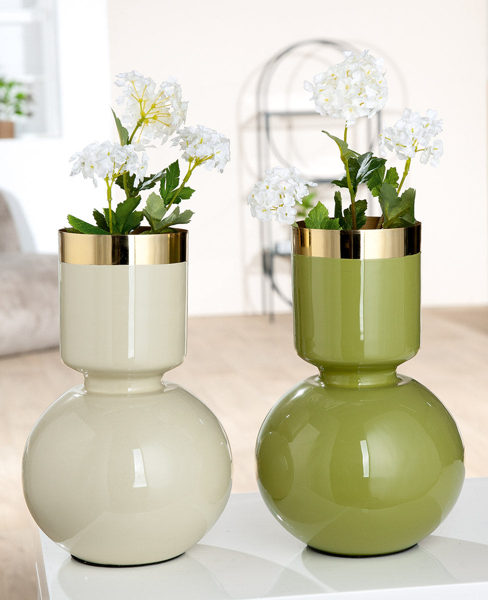 Roro Metalen Vaas Crème-Groen 28 cm