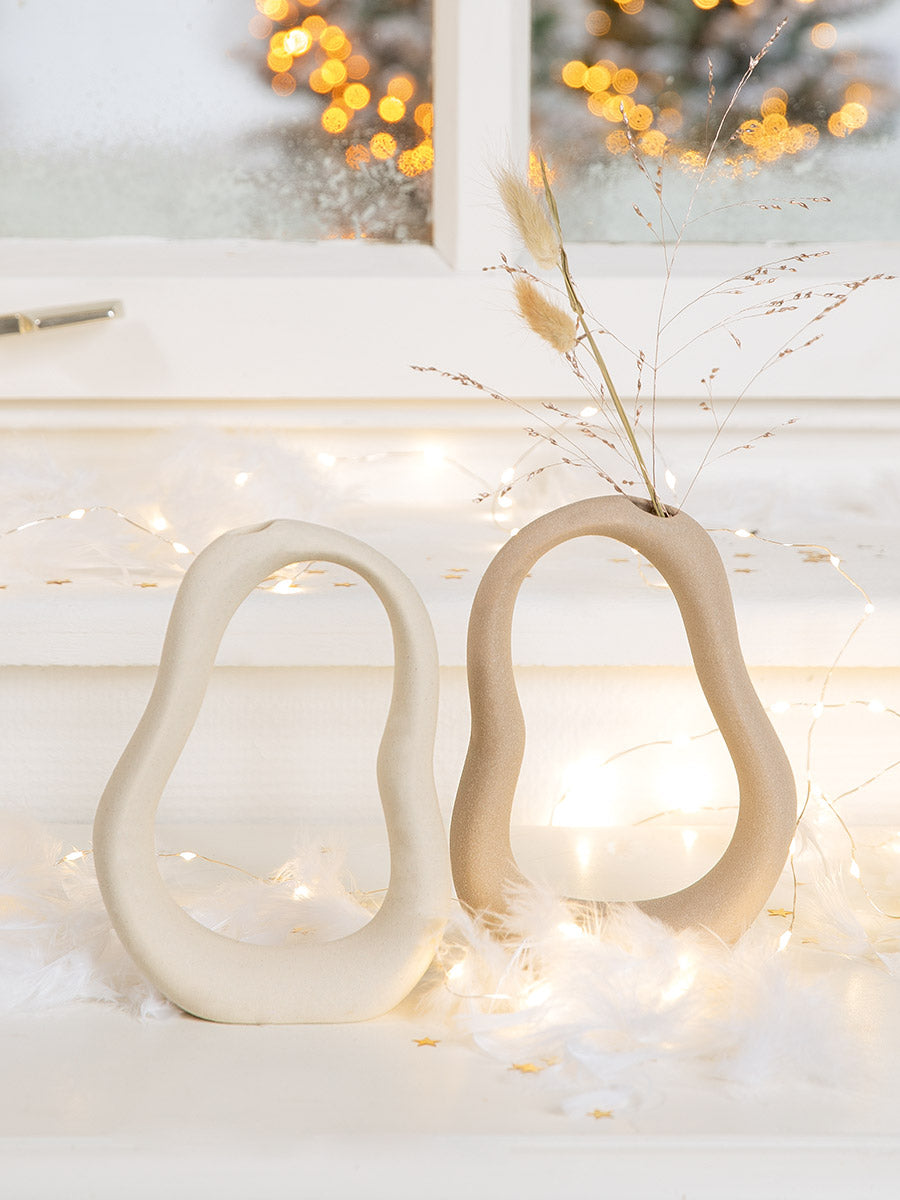 Organic Vaas Beige-Wit 17.5 cm