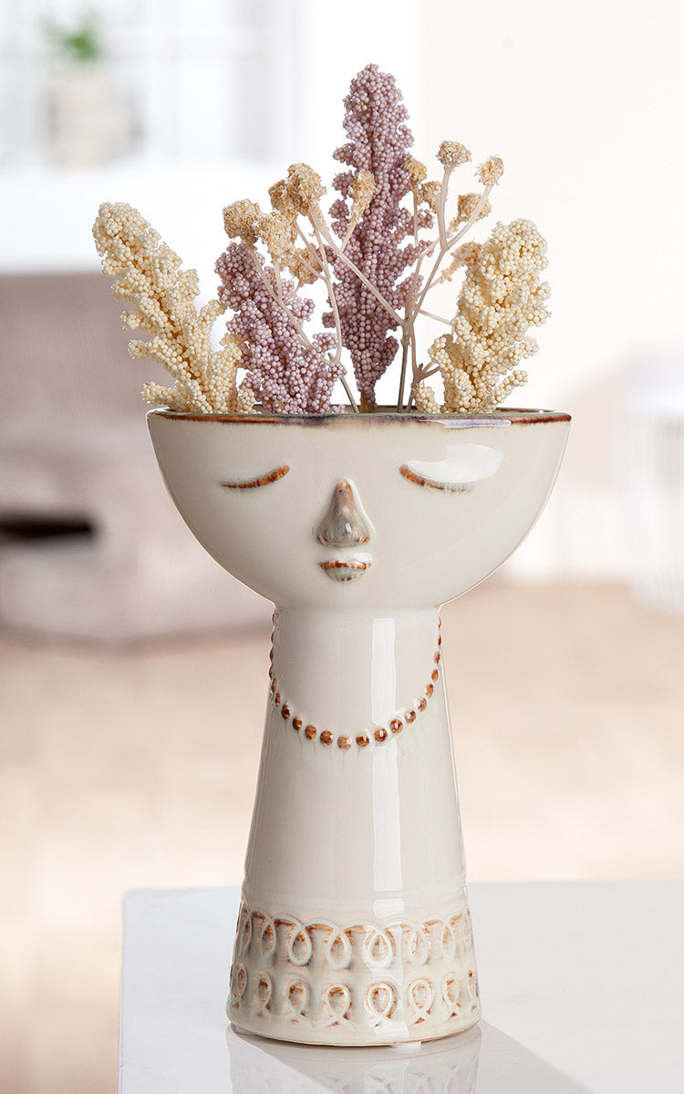 Face Vaas Crème Keramiek 17 cm