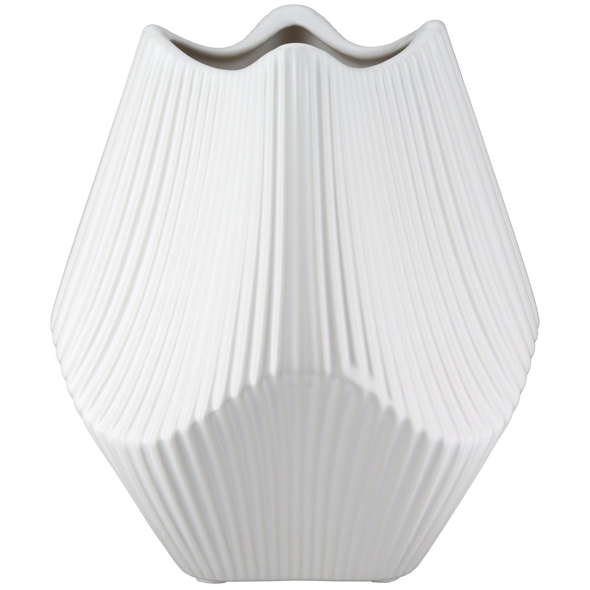 Lamellen Vaas Wit Keramiek 18 cm