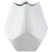 Lamellen Vaas Wit Keramiek 18 cm