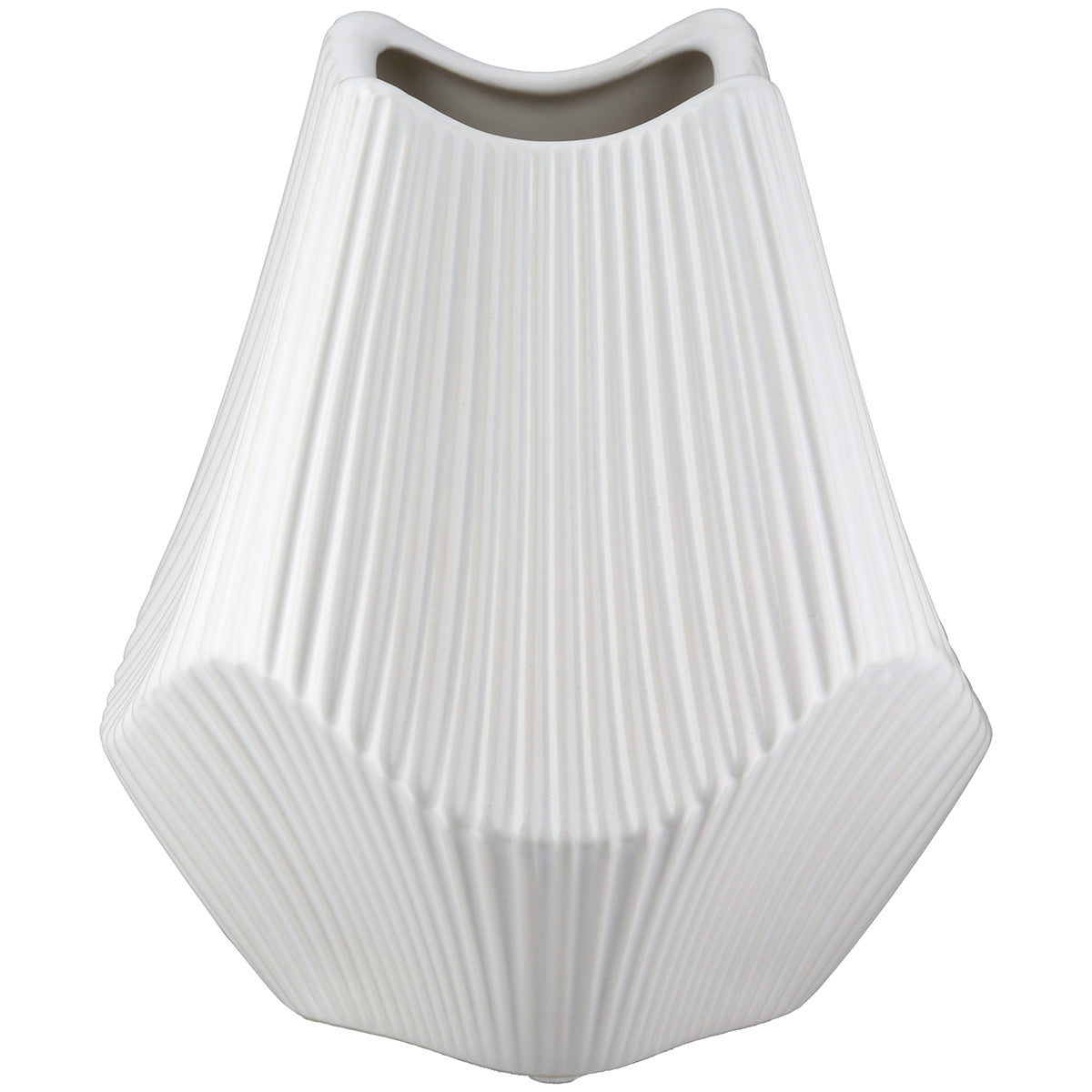 Lamellen Vaas Wit Keramiek 18 cm