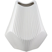 Lamellen Vaas Wit Keramiek 18 cm