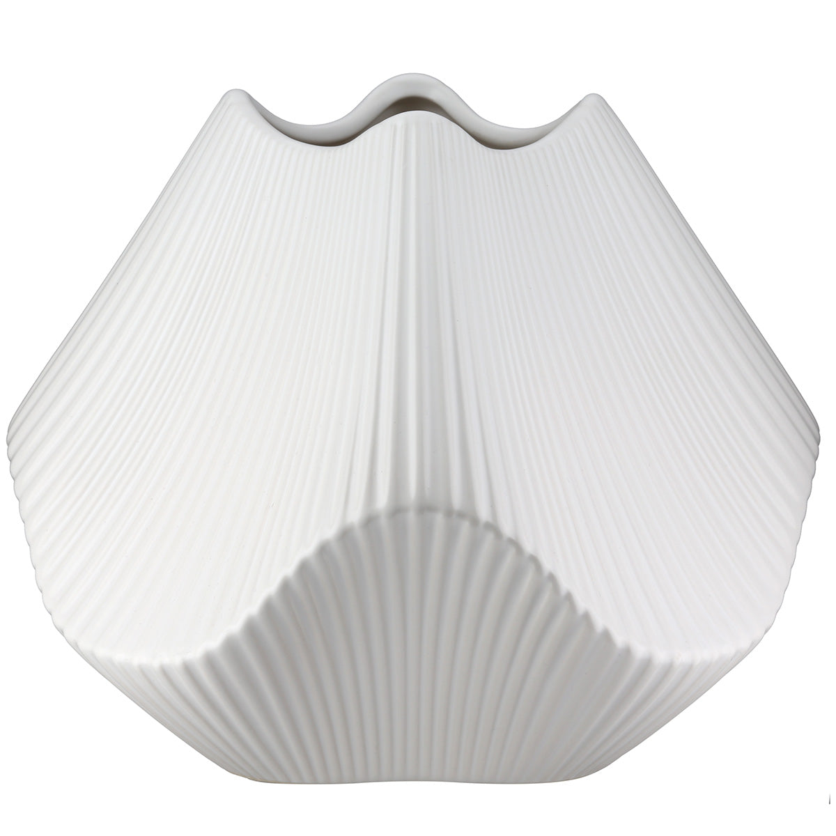 Lamellen Vaas Wit Keramiek 18.5 cm