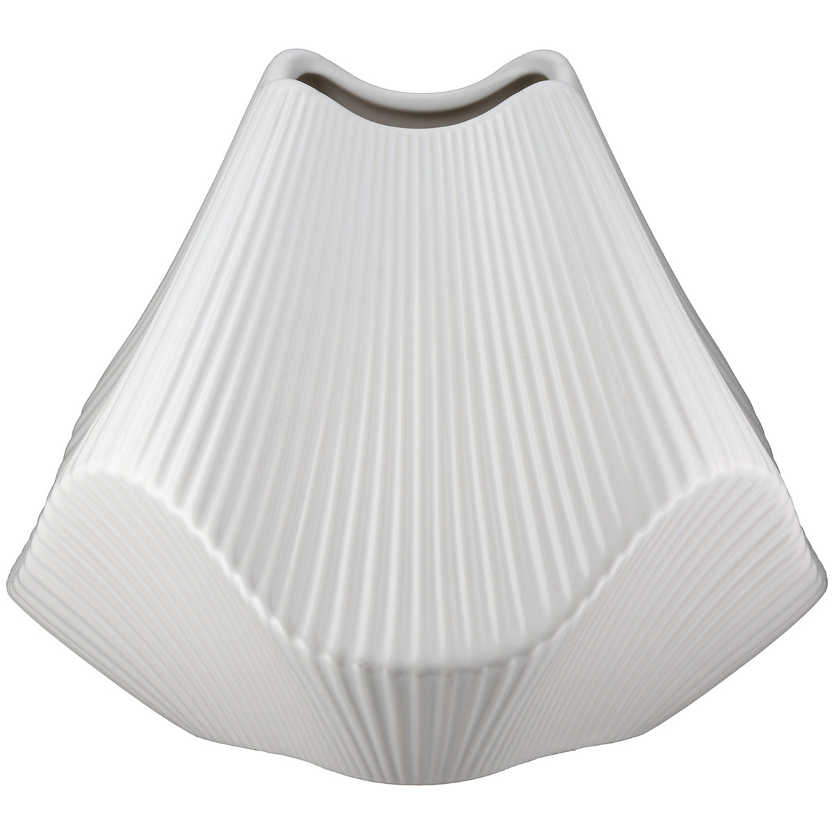 Lamellen Vaas Wit Keramiek 18.5 cm
