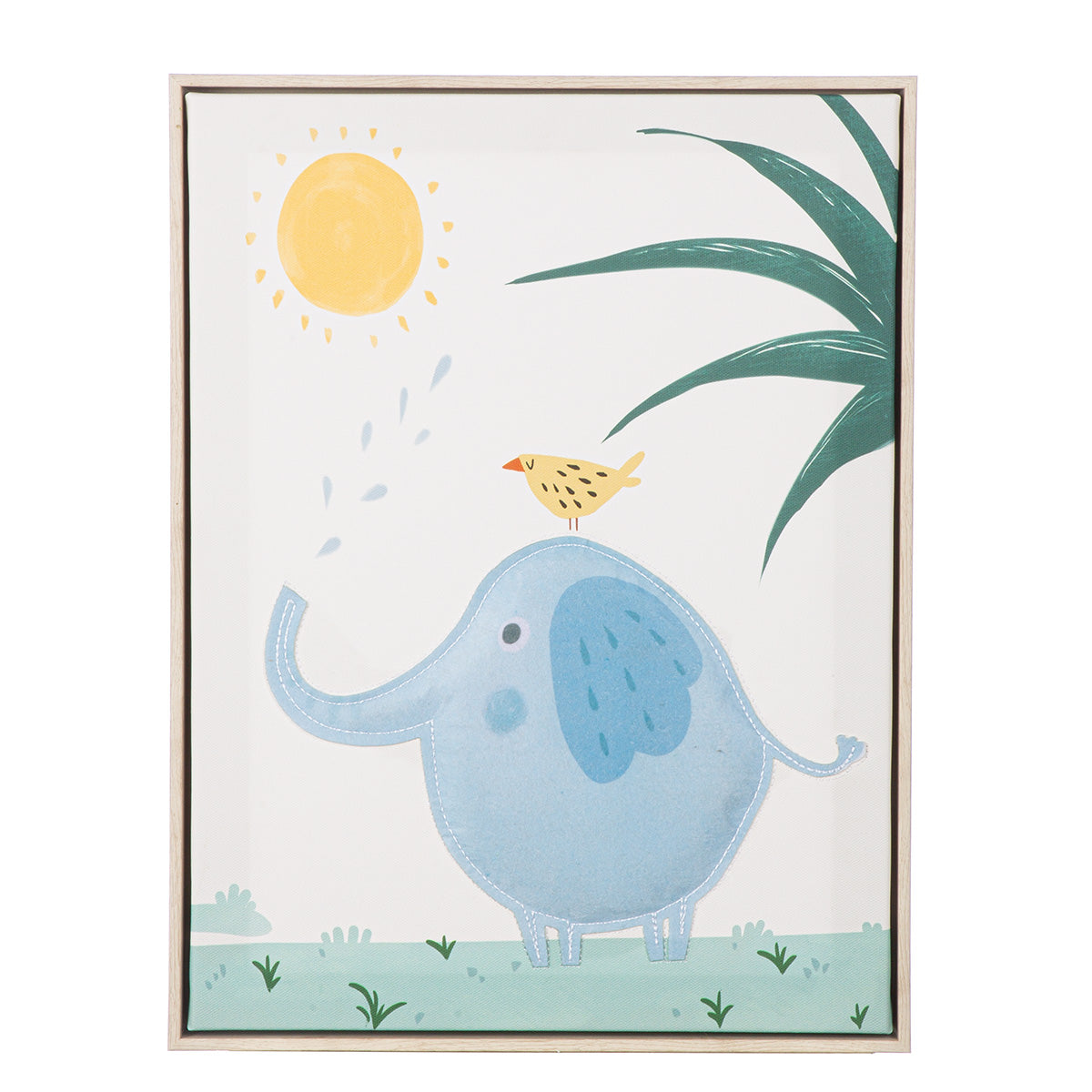 Olifant met vogel schilderij 42 cm