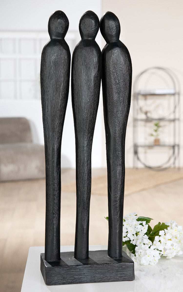 3 People Houten Sculptuur XL Zwart