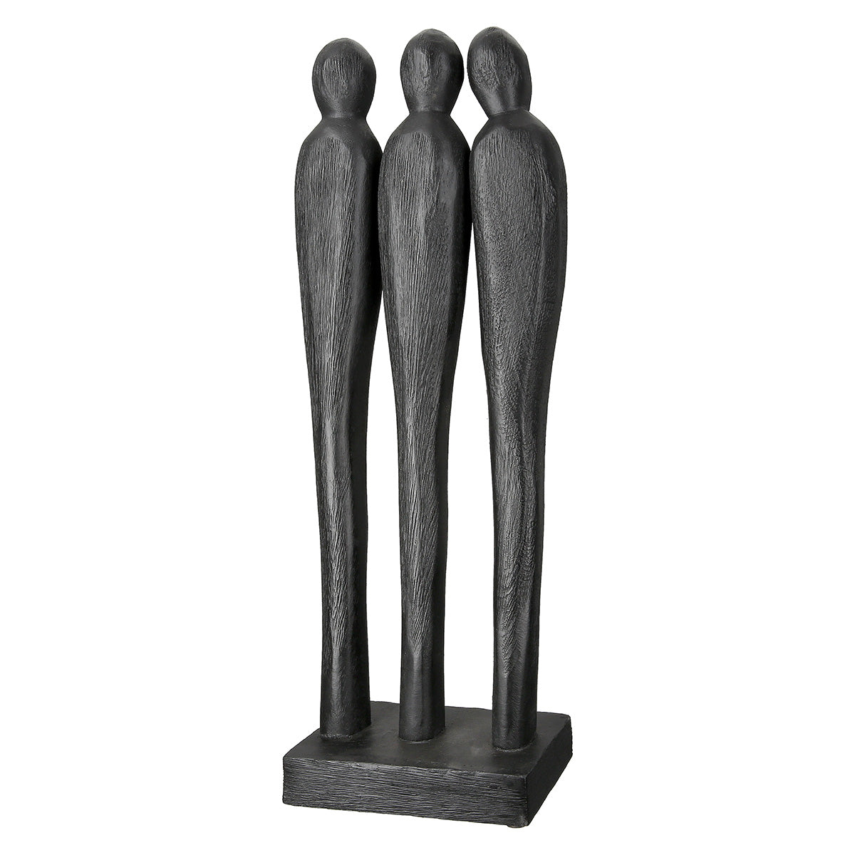 3 People Houten Sculptuur XL Zwart