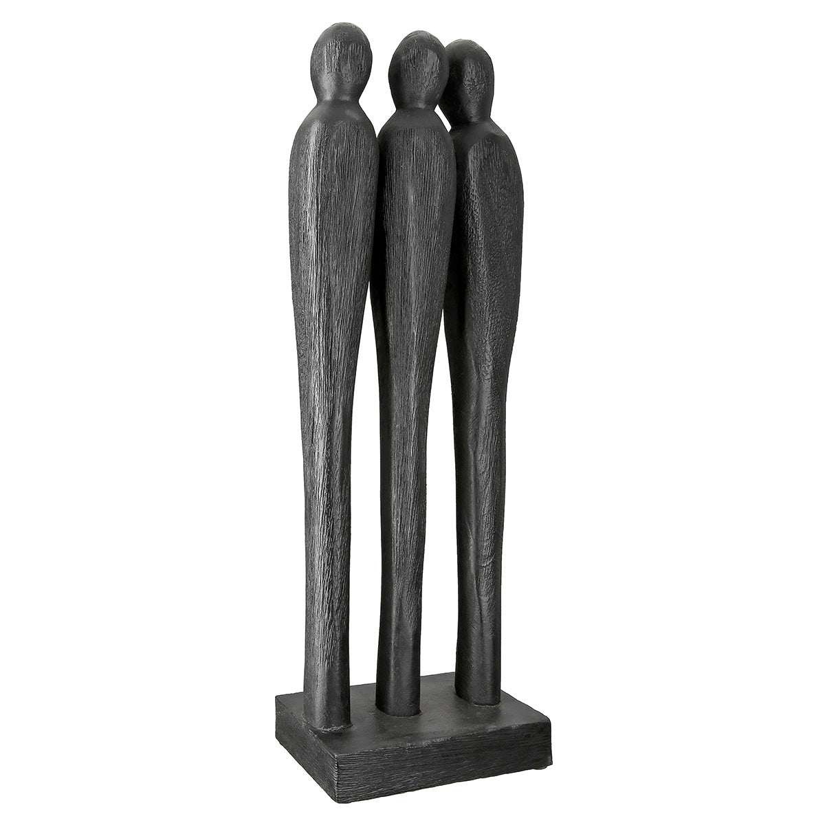 3 People Houten Sculptuur XL Zwart
