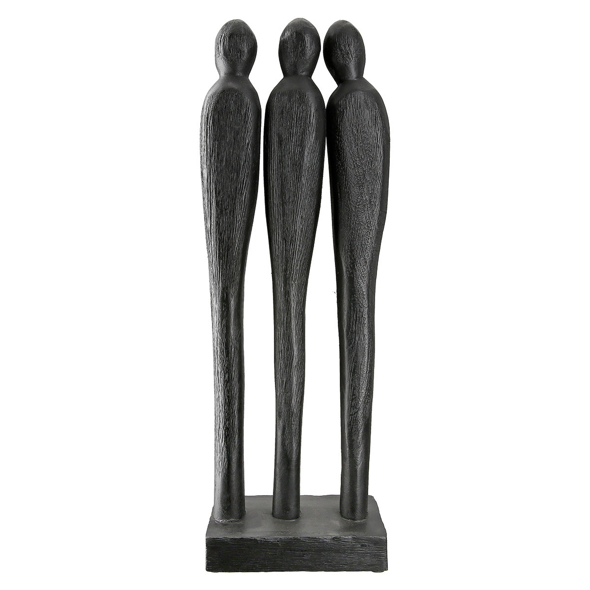 3 People Houten Sculptuur XL Zwart